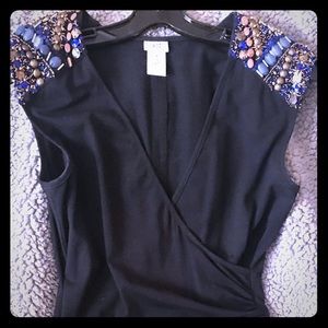 Cache black dress with beaded embellishments